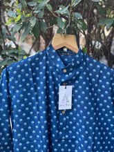 Load image into Gallery viewer, Men's HandBlock Printed Long Kurta | Navy Blue