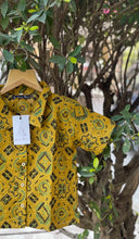 Load image into Gallery viewer, Women's Ajrakh print Crop Shirt | Yellow
