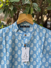 Load image into Gallery viewer, Men's Hand Block Printed Short Kurta | SkyBlue