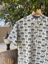 Load image into Gallery viewer, Men's Elephant Printed Short Kurta | White