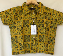 Load image into Gallery viewer, Leaf Print Ajrakh Crop Shirt | Yellow