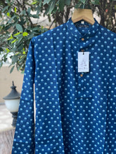 Load image into Gallery viewer, Men's HandBlock Printed Long Kurta | Navy Blue