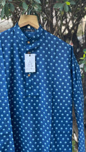 Load image into Gallery viewer, Men's HandBlock Printed Long Kurta | Navy Blue