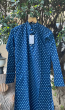 Load image into Gallery viewer, Men&#39;s HandBlock Printed Long Kurta | Navy Blue
