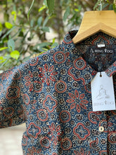 Load image into Gallery viewer, Women&#39;s Floral Ajrakh Print Crop shirt | Dark Blue
