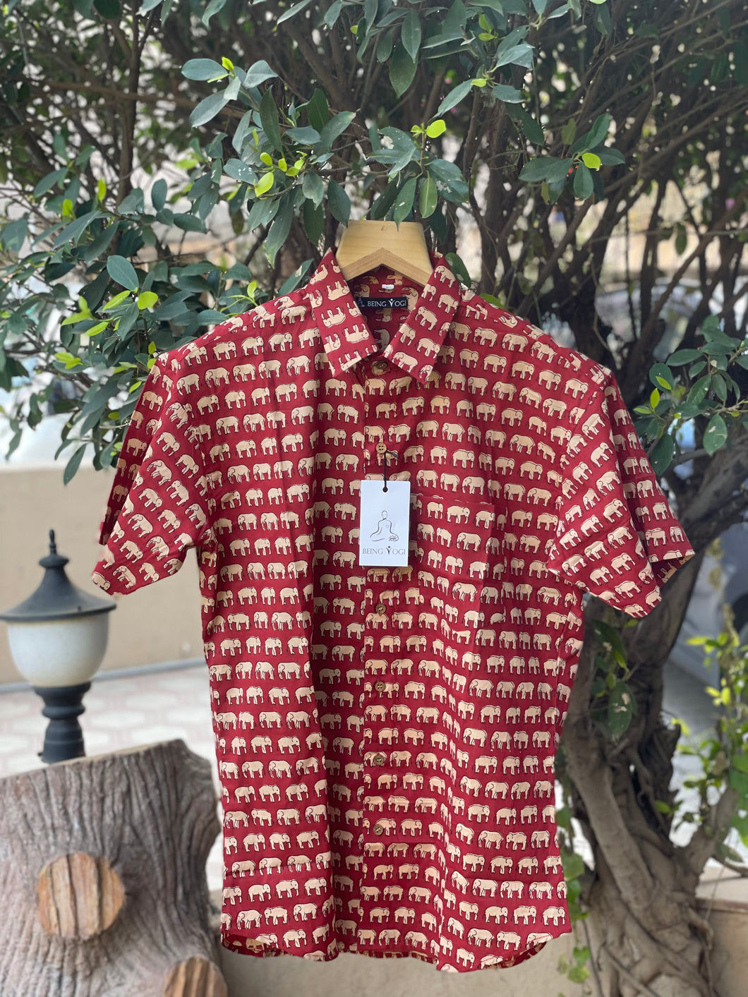 Men's Elephant Printed Shirt | Red